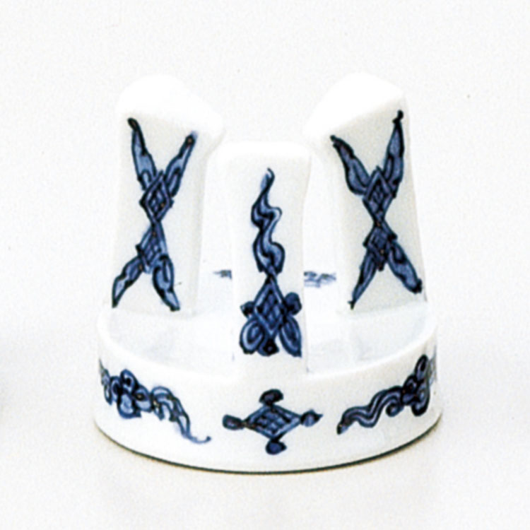 茶道具 蓋置（ふたおき） 蓋置 染付 五徳 高野 昭阿弥