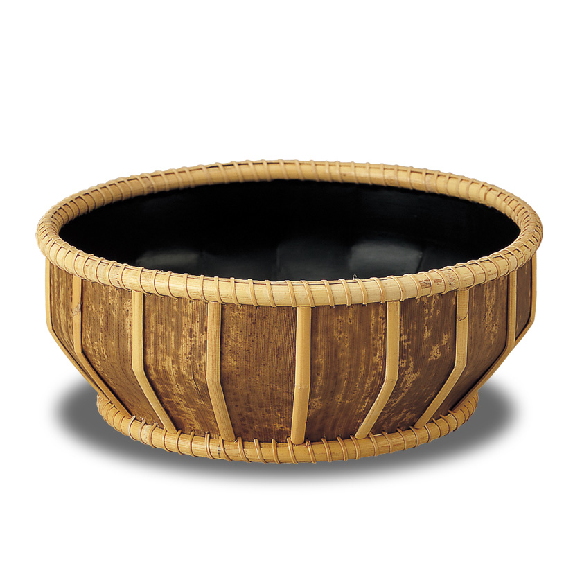 送料込【逢絢亭】茶道具 炭斗 伏見篭 炉用 木製 石田竹美斎 共箱入り