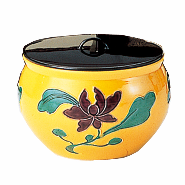 茶道具 黄交趾 牡丹水指 即中斎好写 御室窯