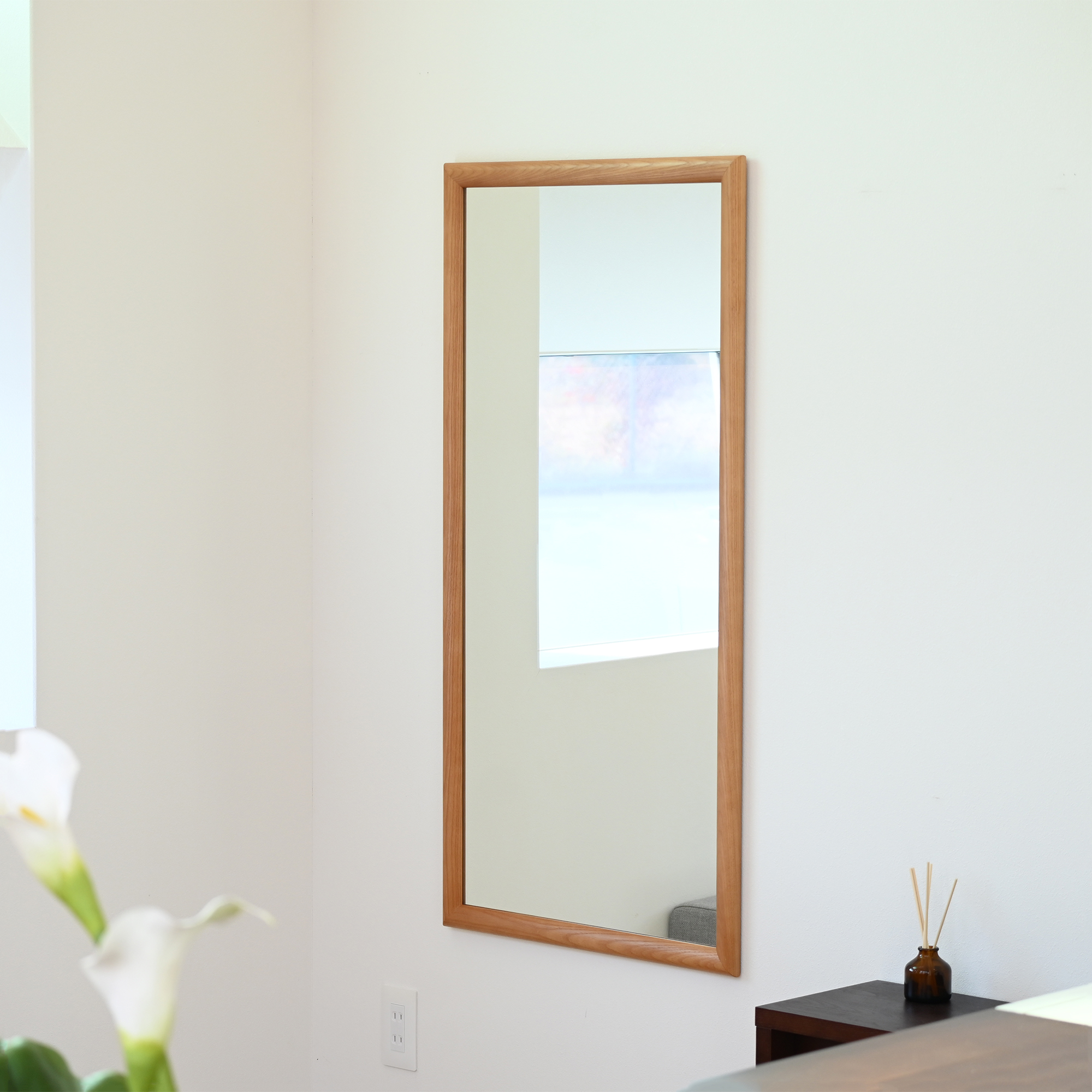 W800× 800 Arte アルテ ウォールミラー 全身 鏡 壁掛け 天然木 日本製