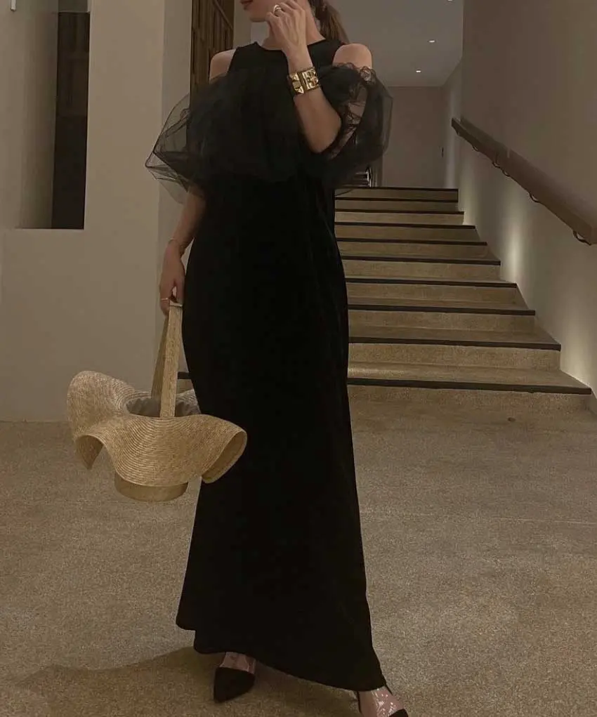 Mサイズ】2WAY DRAPE SLEEVE EMBROIDERY DRESS Ameri VINTAGE（アメリ