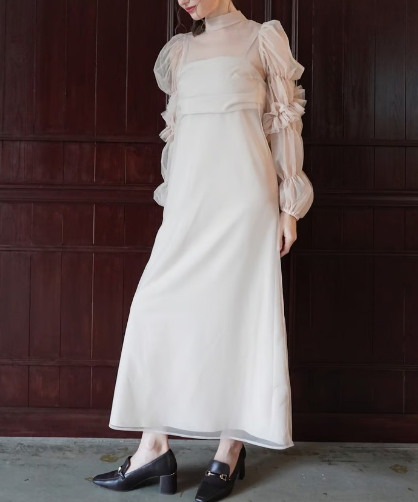 2サイズ】tulle sheer one-piece ( beige ) Acka.（エーシーケーエー