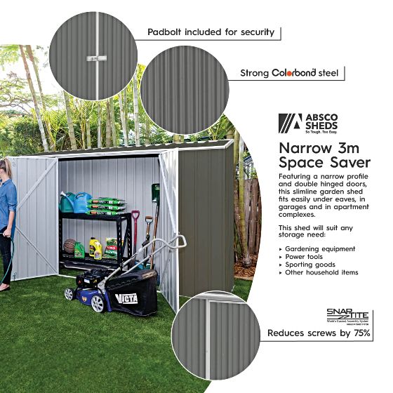 Absco Space Saver 10x2.5 Metal Garden Shed - Gray (AB1109)