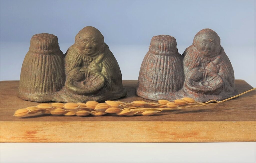 水戸 偕楽焼 農人形 在印 年代物 水戸偕楽焼農人形在印年代物