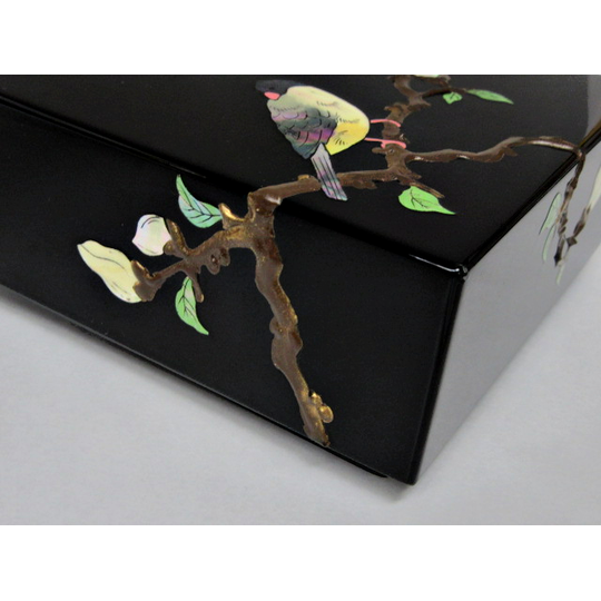 高岡漆器】小箱 錆絵花鳥 木蓮[№5616-0854] - 富山県高岡市｜