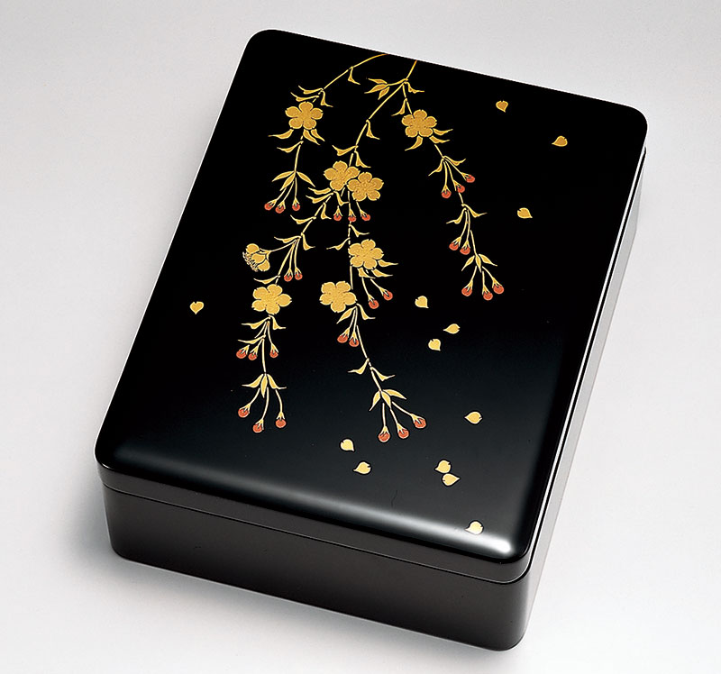 文庫・文筥お筥-【手描き蒔絵・磨き蒔絵】しだれ桜花 文庫［1個