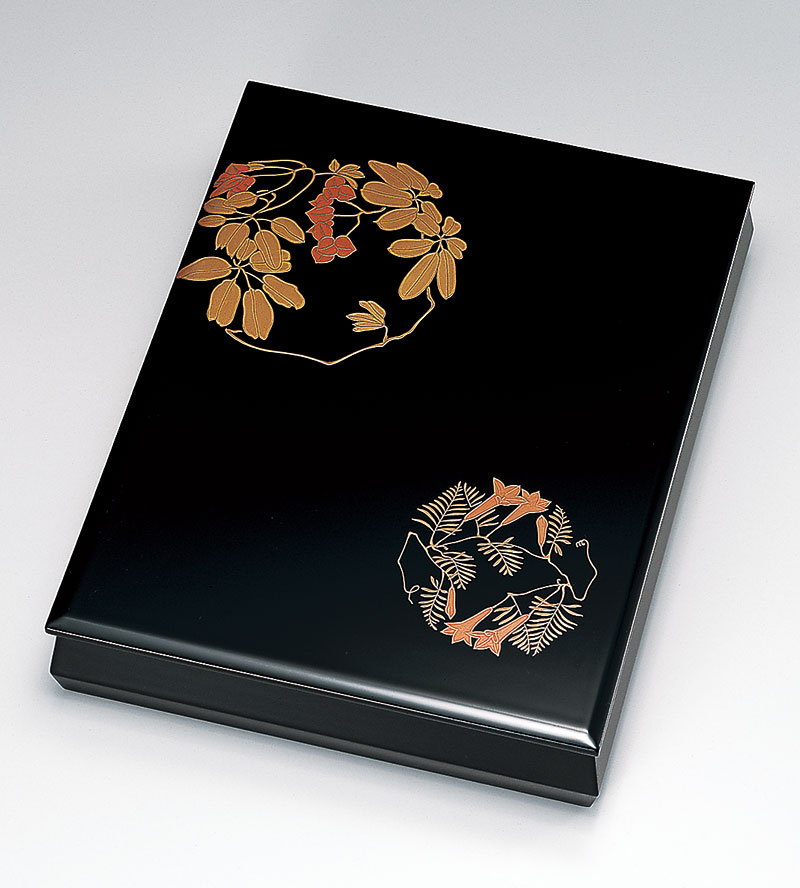 文庫・文筥お筥-【手描き蒔絵・磨き蒔絵】草花 文箱［1個］ | 越前漆器