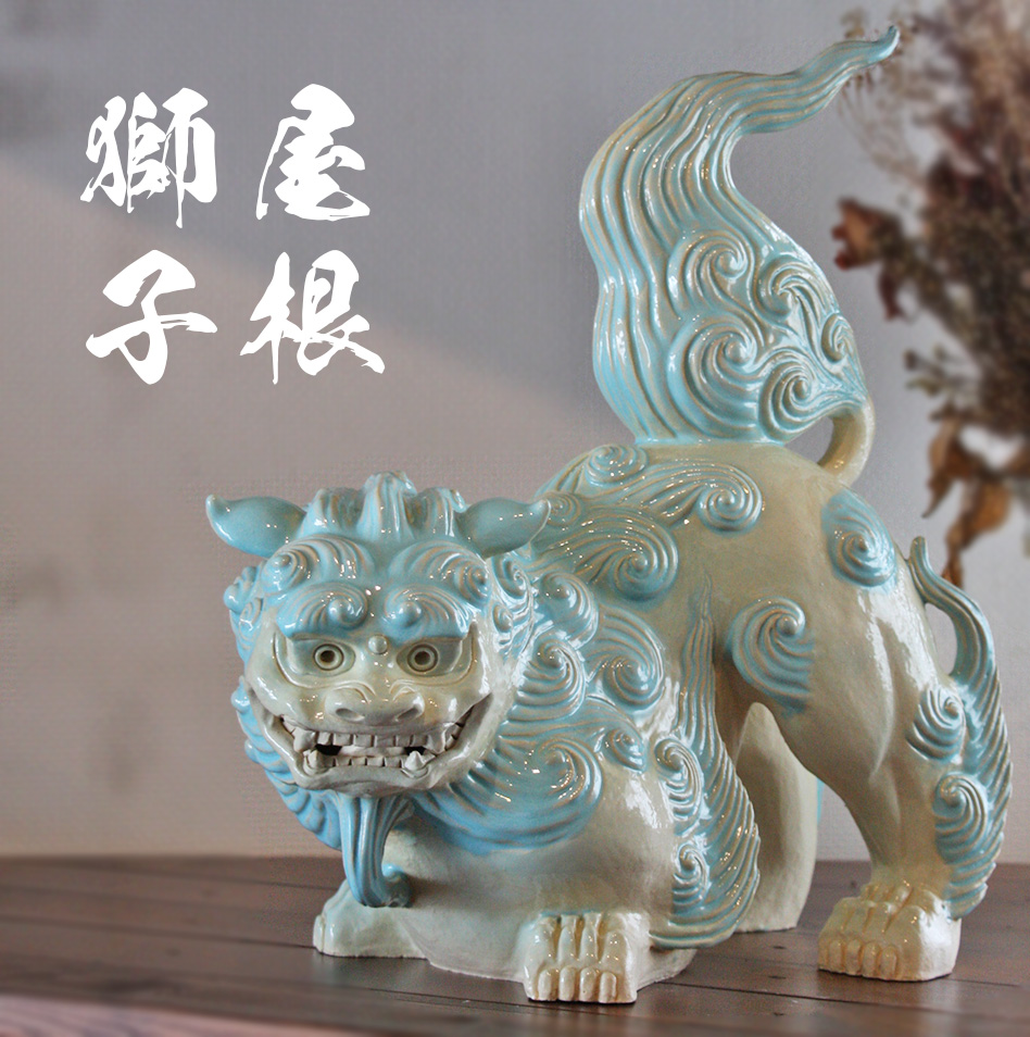 波紋シーサー「義経と静御前」 作 新垣信一/スマフォ版