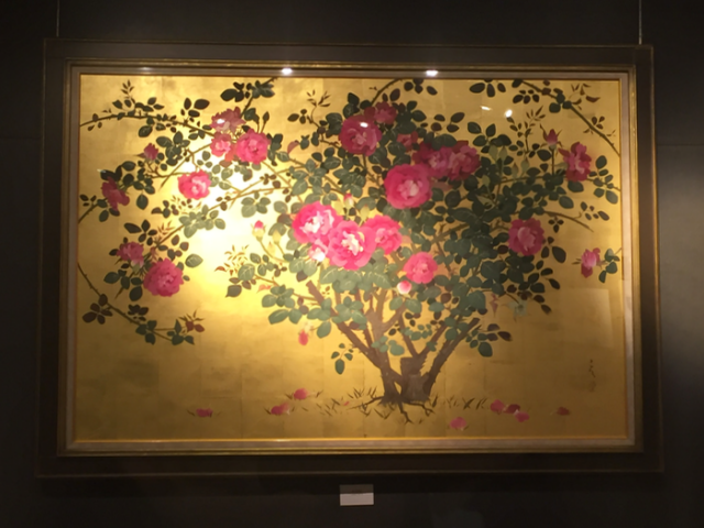 湯口絵美子日本画 薔薇ノ花サク（ブルー・バユー） 湯口絵美子日本画