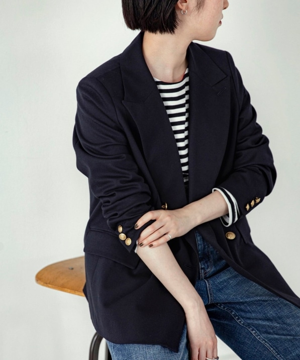 quaranciel:〈洗濯機可能〉ハンサム ダブルブレスト ブレザー