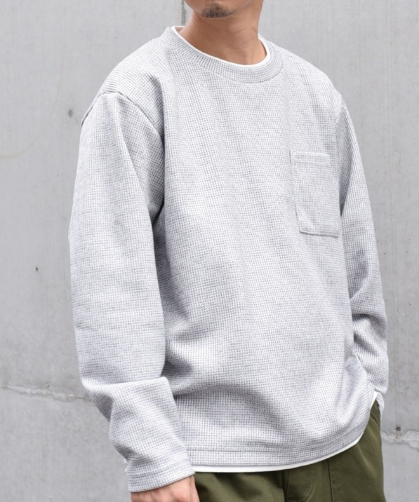 SHIPS any: パールワッフル フェイクレイヤード Tシャツ (ロンT