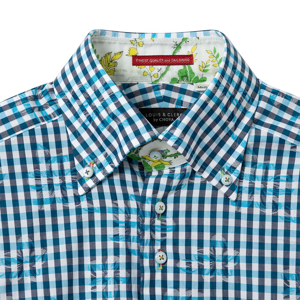 ワイシャツ ギンガムチェック ブルー ジャカード LOUIS & CLERK｜STYLE