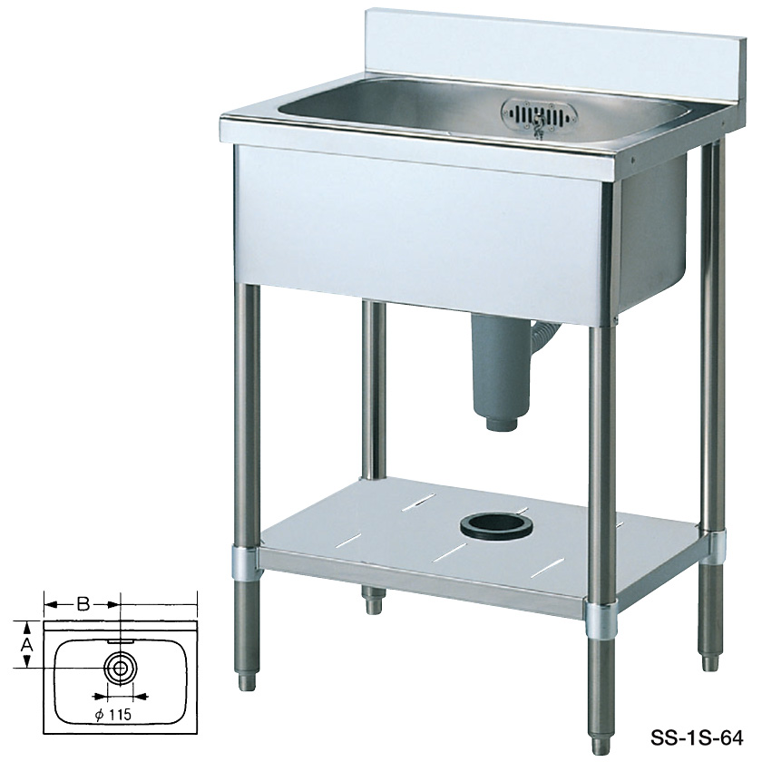 ステンレス流し台 厚み有1415 堅めのシンク (304厚みプラス）S61