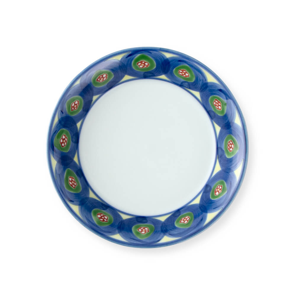 八花弁皿 染付 色絵付 取り皿 なます皿 岩 梅 菊 銘 明治 ハ号 八花弁