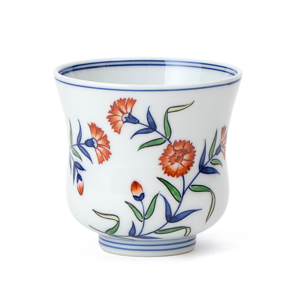 2191 源右衛門 染付花草浪花文 湯呑 5客 染付梅花 湯呑 ｜ 有田焼