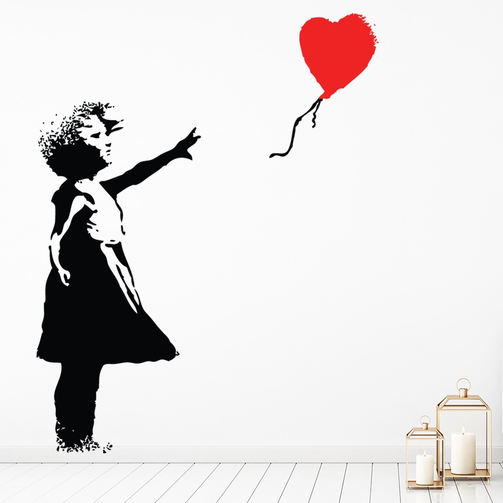 Banksy girl with red balloon wcp ポスター Banksy girl with red