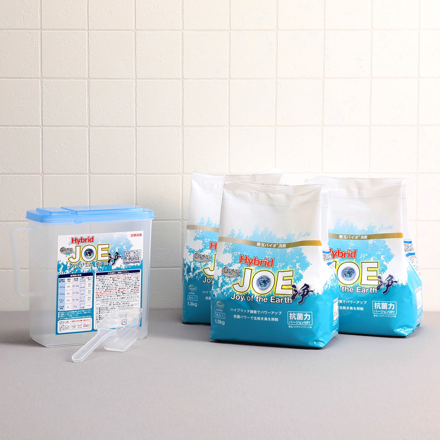 善玉バイオ洗剤 “ハイブリッド浄” 3袋セット ＜詰替用容器＆計量