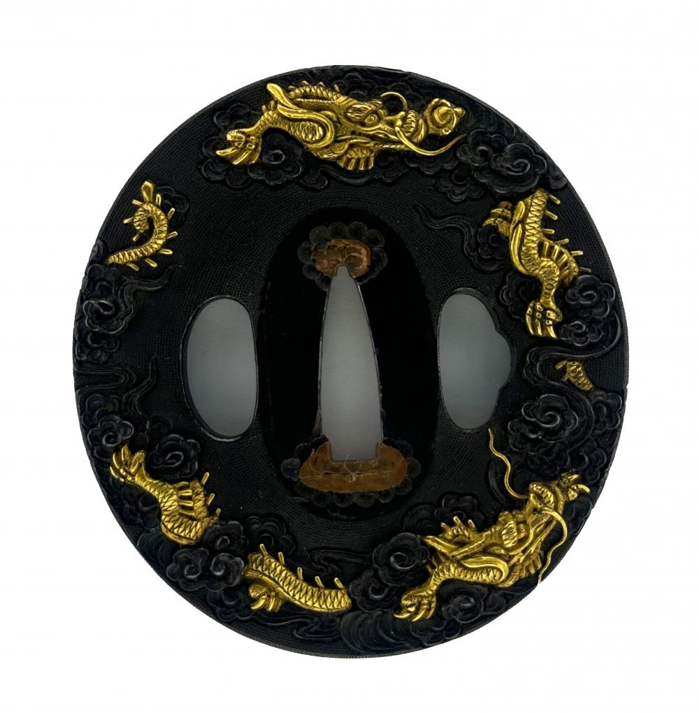 鐔 無銘 京金工 二疋雲龍図 / Tsuab Mumei Kyokinko - 勝武堂 【創業