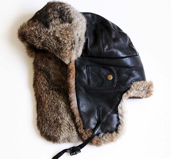 MAD BOMBER ラビットファー レザー フライトキャップ 焦げ茶 XL