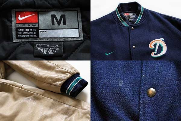 90s カナダ製 NIKEナイキ NFL Dolphins刺繍 キルティングライナー