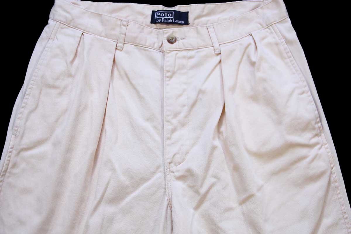 超美品 Ralph Lauren ツータック チノ アンドリュー 白 アイボリー