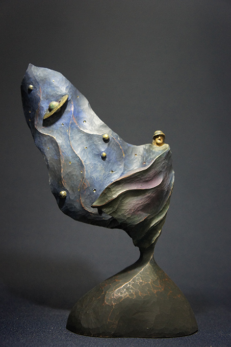 藤岡孝一 木彫 ポルックス 小人 魚を抱える小人 b 北海道作家 藤岡孝一