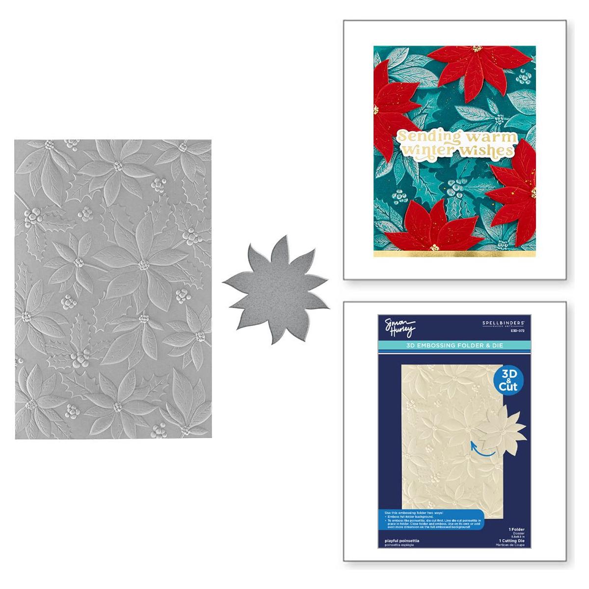 Spellbinders Playful Poinsettia 3D Embossing Folder e3d-072