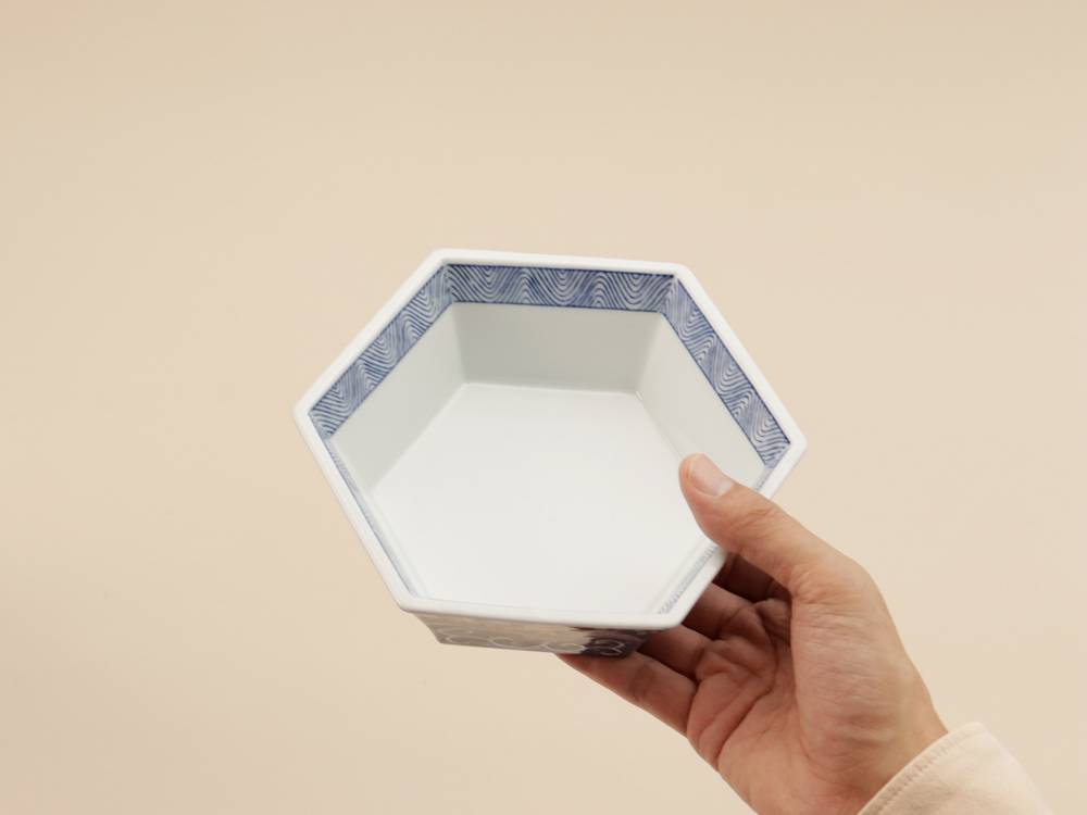 デッドストック 染付 鳳凰 六角鉢 有田焼