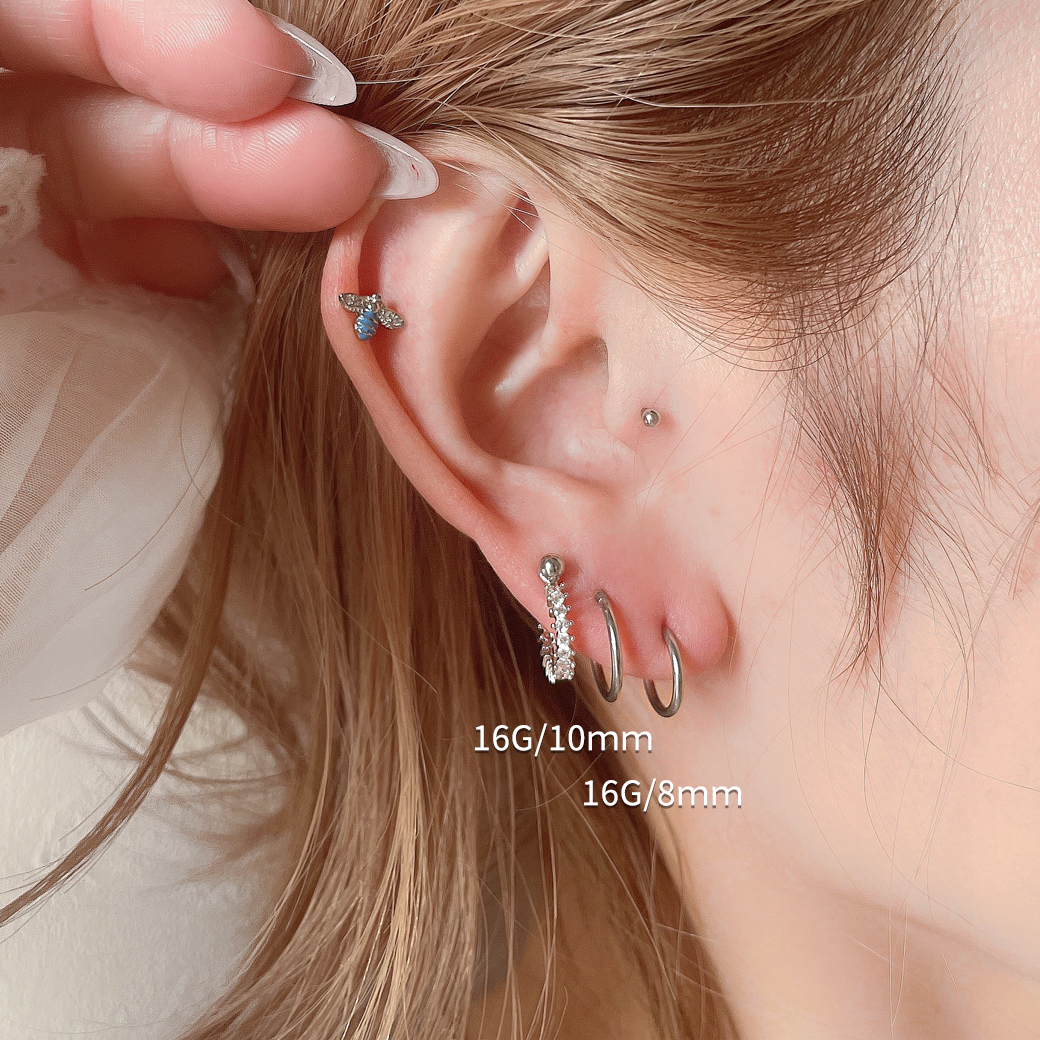 14G 16G 18G ］ ワンタッチ式 軟骨ピアスボディピアス シルバー SS S-70