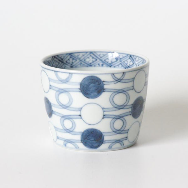 染付 丸紋 丸文 筒盃 No.2 蕎麦猪口 古美術 古道具 アンティーク 染付