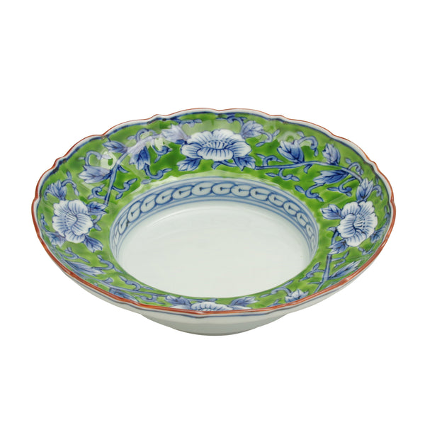 藍柿 牡丹唐草文 六寸皿 藍柿 牡丹唐草文 六寸皿