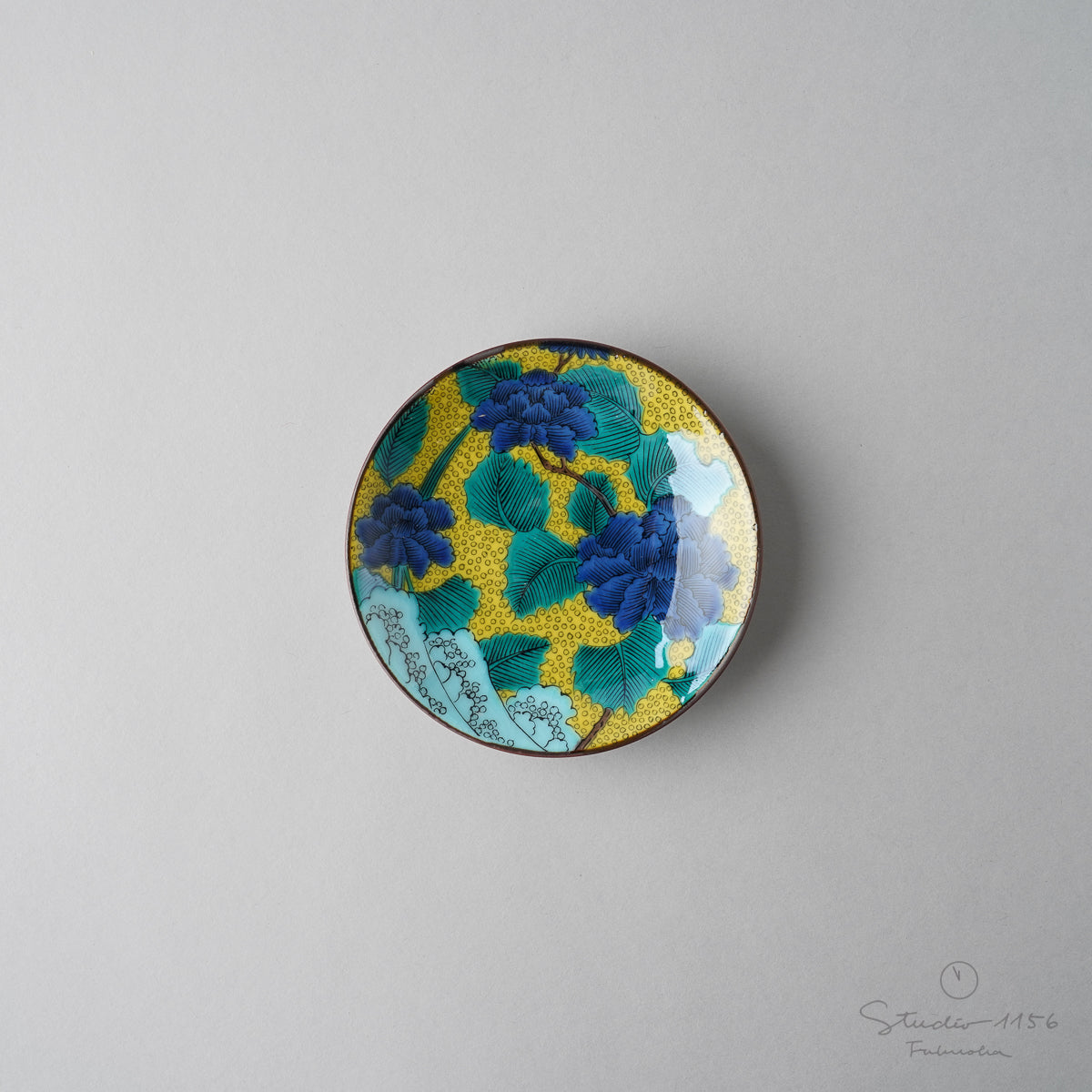 古九谷 九谷焼 吉田屋 松山窯 青九谷 青手 豆皿 1客 吉田屋 青い皿 青