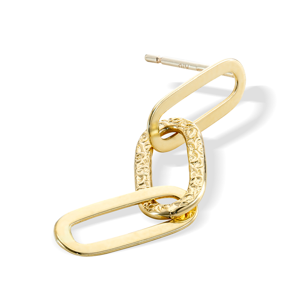 TEXTURED CLIP CHAIN PIERCED EARRING(片耳用)(2JP0939)K10 ピアス