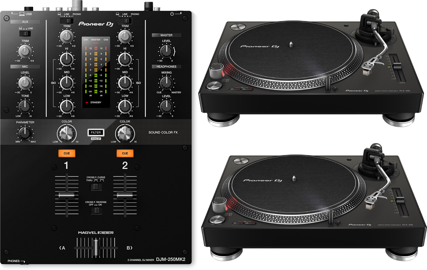 Pioneer dj 2 x PLX-500-K + DJM-250MK2 Full dj set