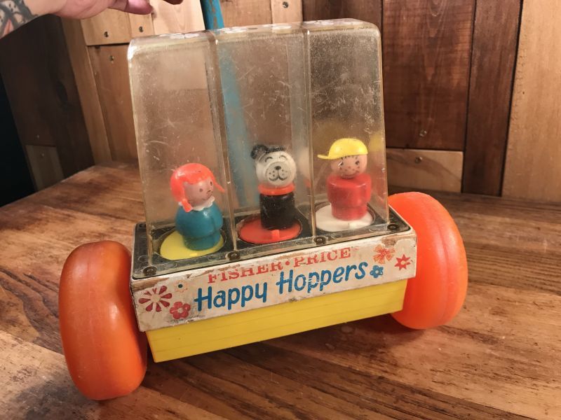 Fisher Price “Happy Hoppers” Push Pull Toy フィッシャープライス