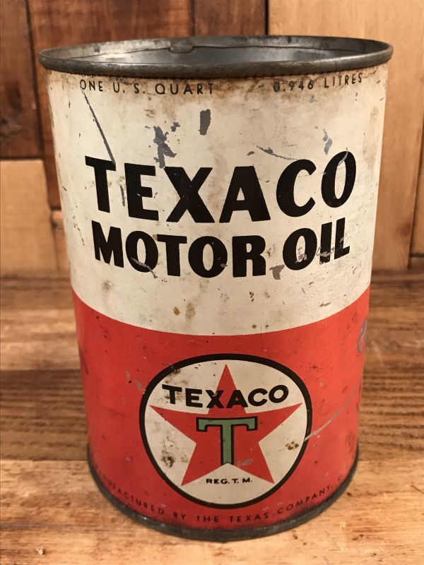 Texaco Motor Oil Tin Can テキサコ ビンテージ ブリキ缶