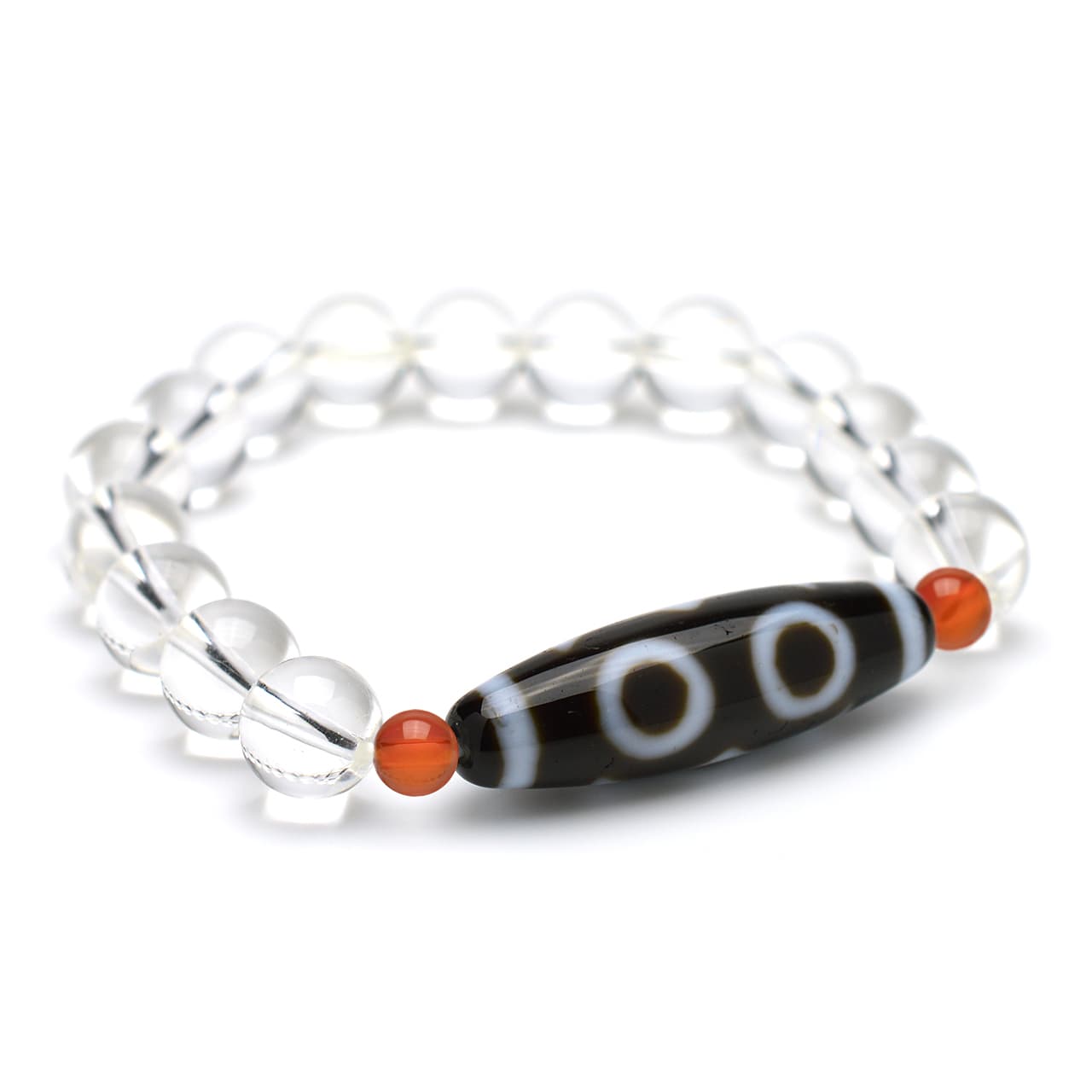 三眼天珠・水晶 - 10mm玉、サイズ15、17cm | 天然石ブレスレットのご