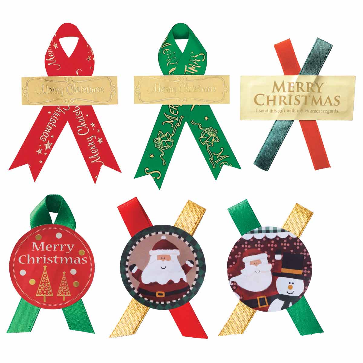 No.224 リボン付きサンキューシール クリスマス リボンシール ギフト