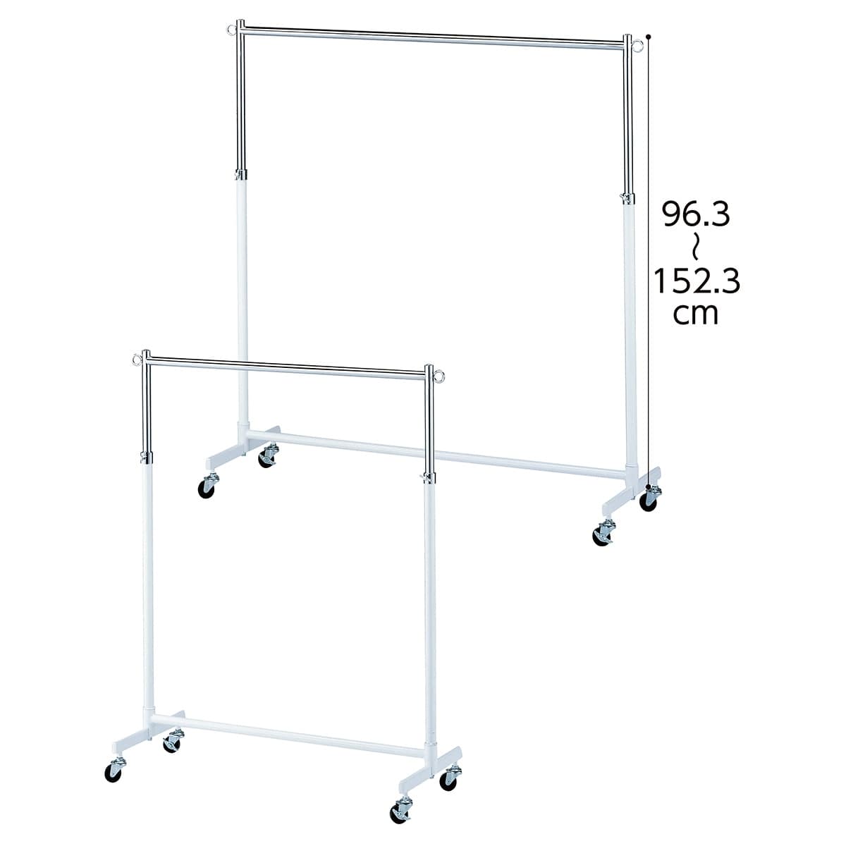 重量用1段ハンガーラック ホワイト 幅90cmタイプ