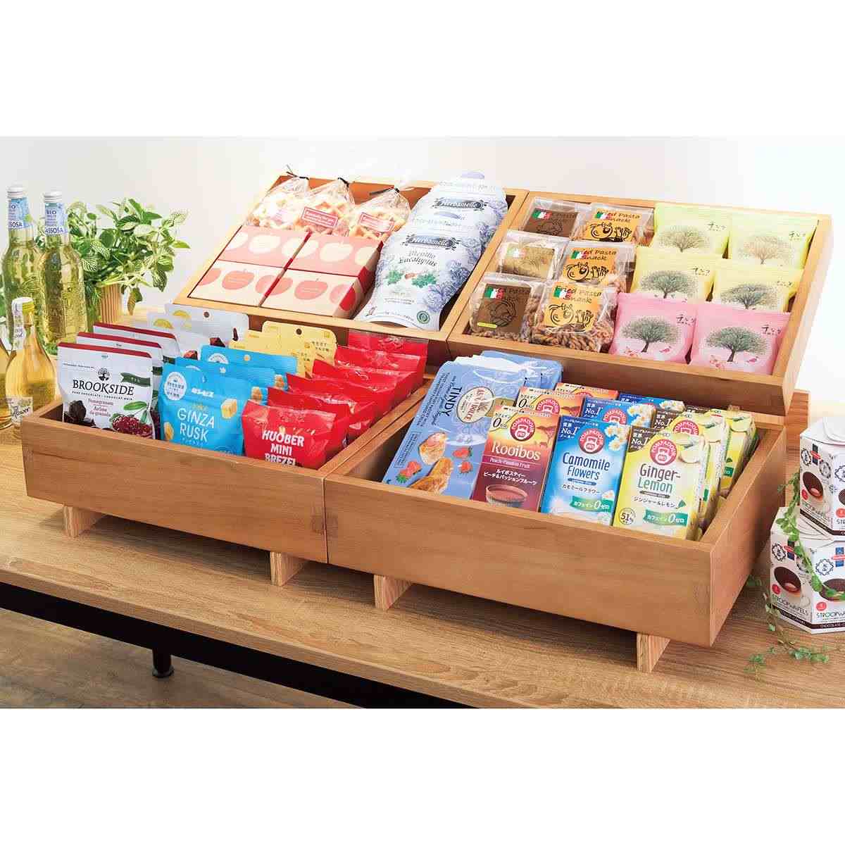 木製ボックスディスプレイ 桐材 ブラウン〔ストエキオリジナル〕 高さ5cm