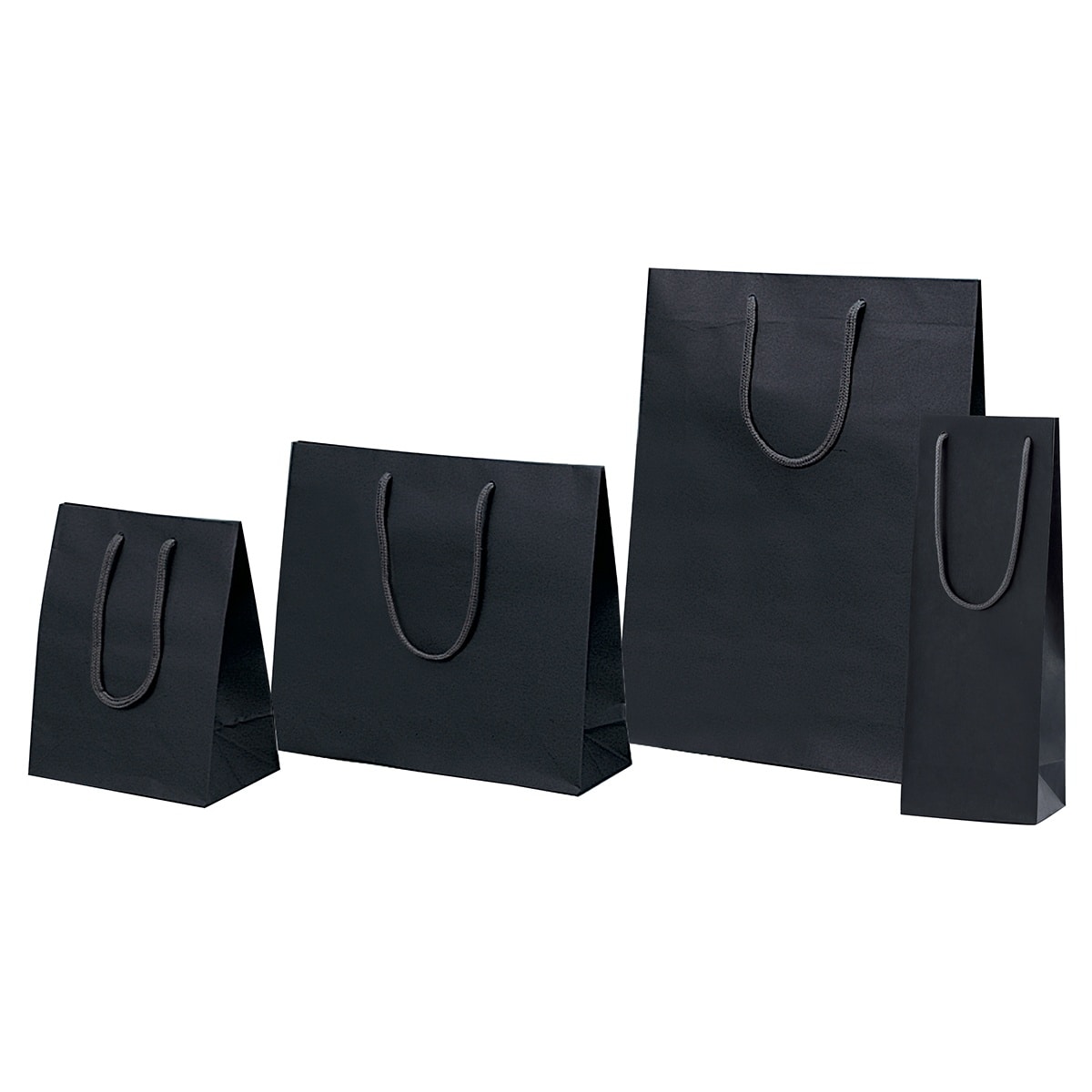 HEIKO 紙袋 カラーチャームバッグ カラー手提げ紙袋 黒無地 幅20×奥行12×