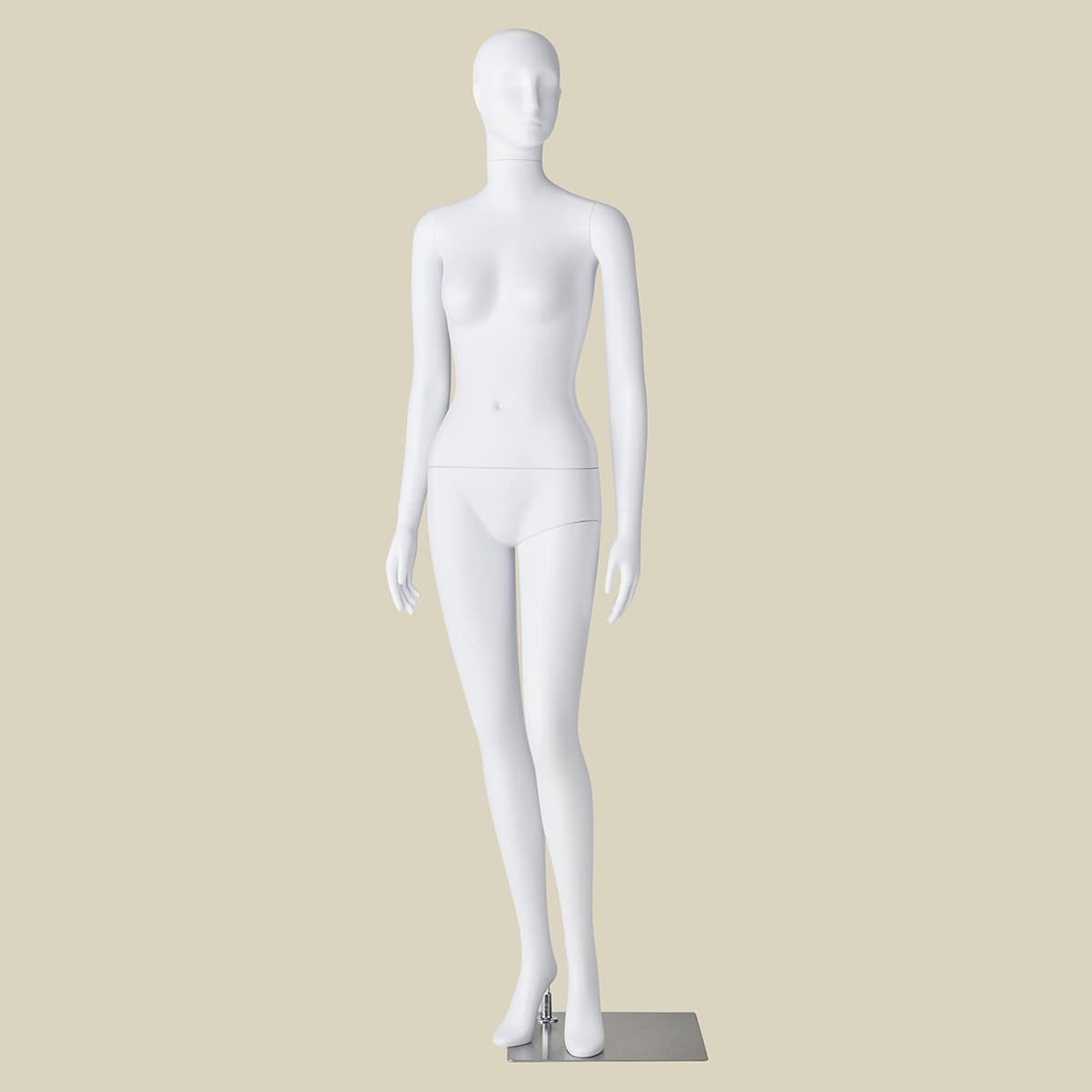 ②女性用ホワイトマネキン 立ちポーズ 黒ヒール付き 175cm 軽量ABS製