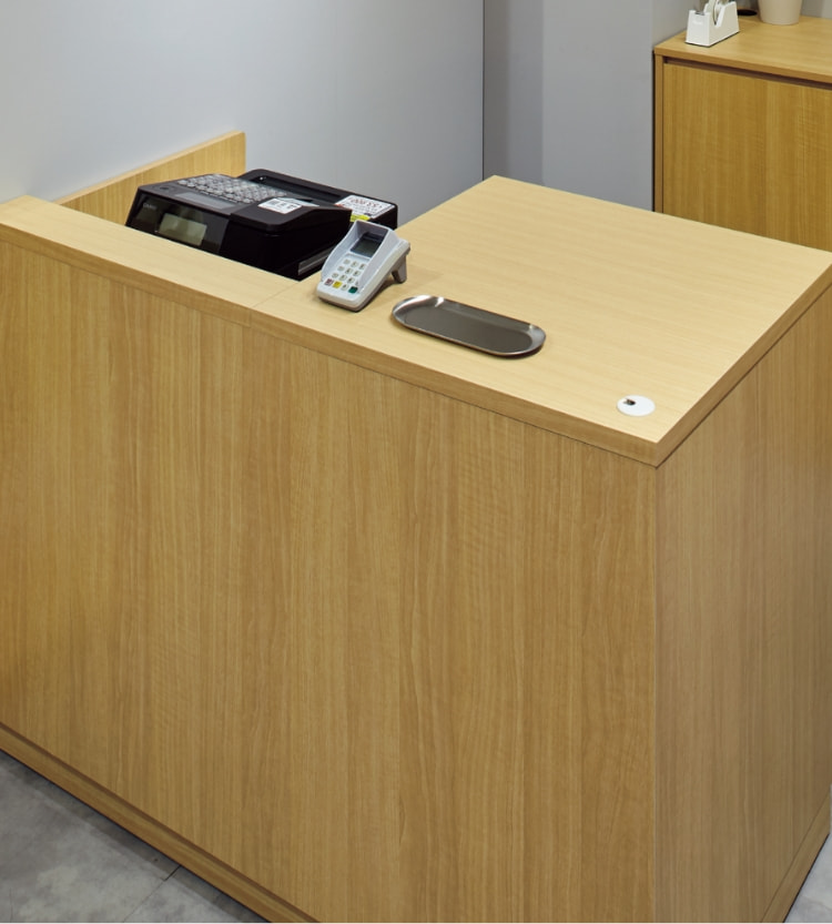 レジカウンター 切り欠きタイプ 幅120cm ホワイト〔ストエキオリジナル〕