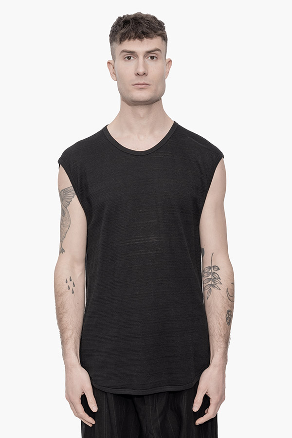 JAN JAN VAN ESSCHE -LOOSE FIT TANK TOP WITH WIDE SHOULDERS BLACK