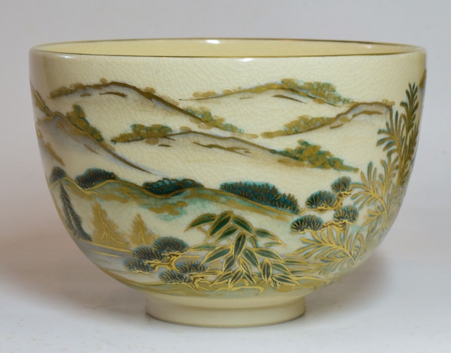 清閑寺窯 杉田祥平作 森と山の社画茶碗 すいぎょく園｜創業百年、お茶