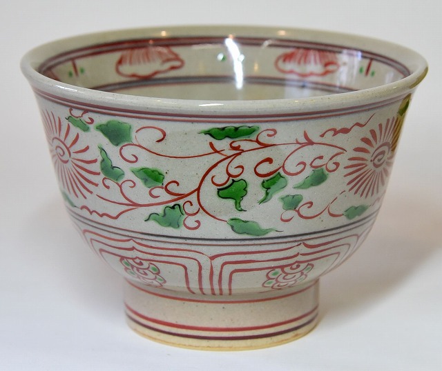 陶芸家 作家物 膳所 茶碗 染付 安南写茶碗 福字 共箱 今日庵書付