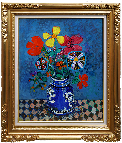 Aizpiri アイズピリピンクバックの赤いバラ リトグラフ ポール