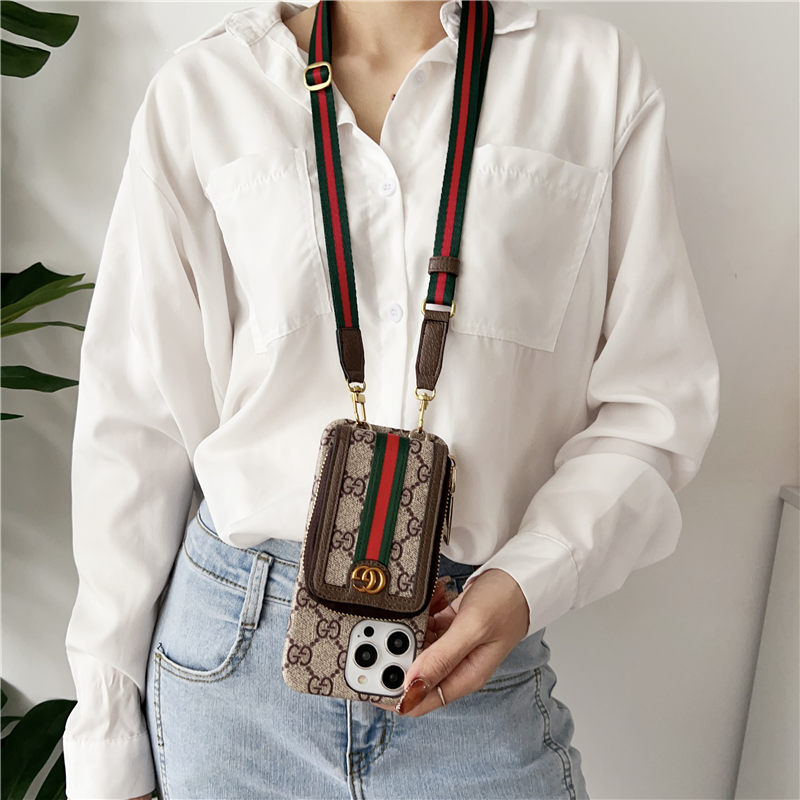 財布 付き スマホケース グッチ iphone17/17pro ショルダー ケース