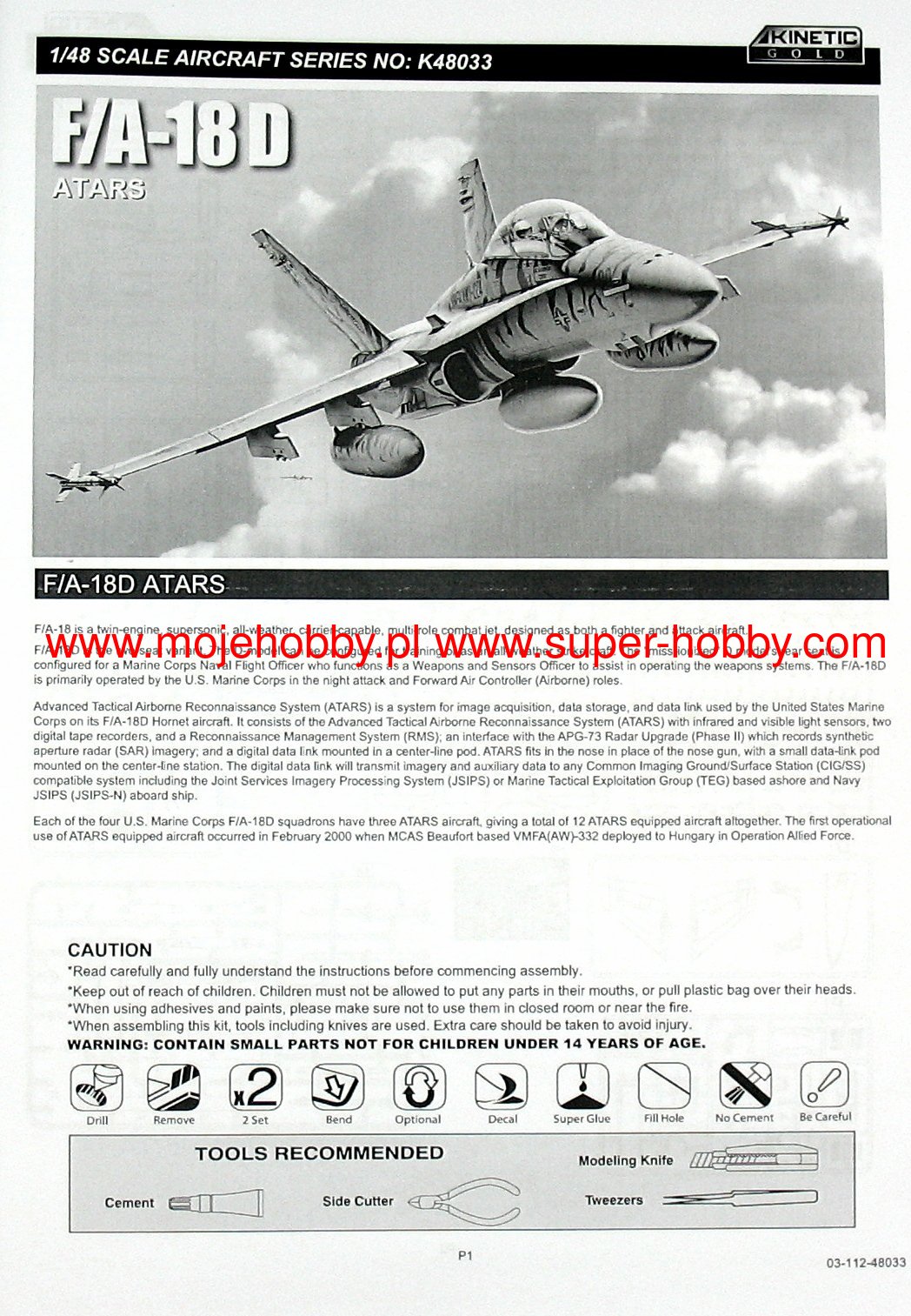 航空機・ヘリコプター Kinetic Gold F/A-18D USMC HORNET 1/48 航空機