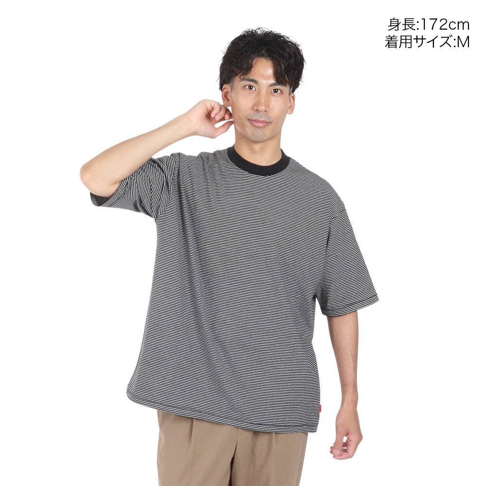 ヘルスニット（Healthknit）（メンズ）ナローボーダー ワイド クルー